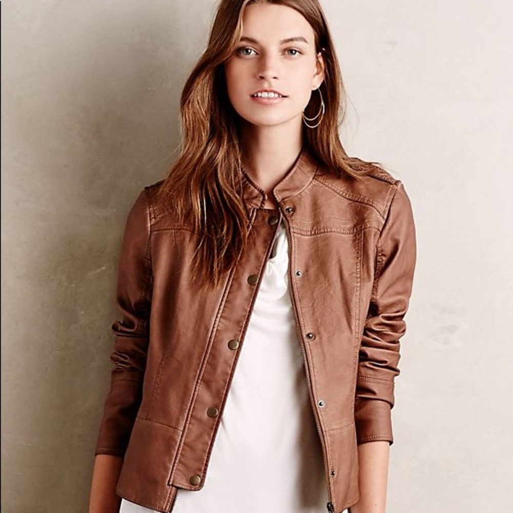 Anthropologie Vegan Leather Bomber Jacket (Size S)